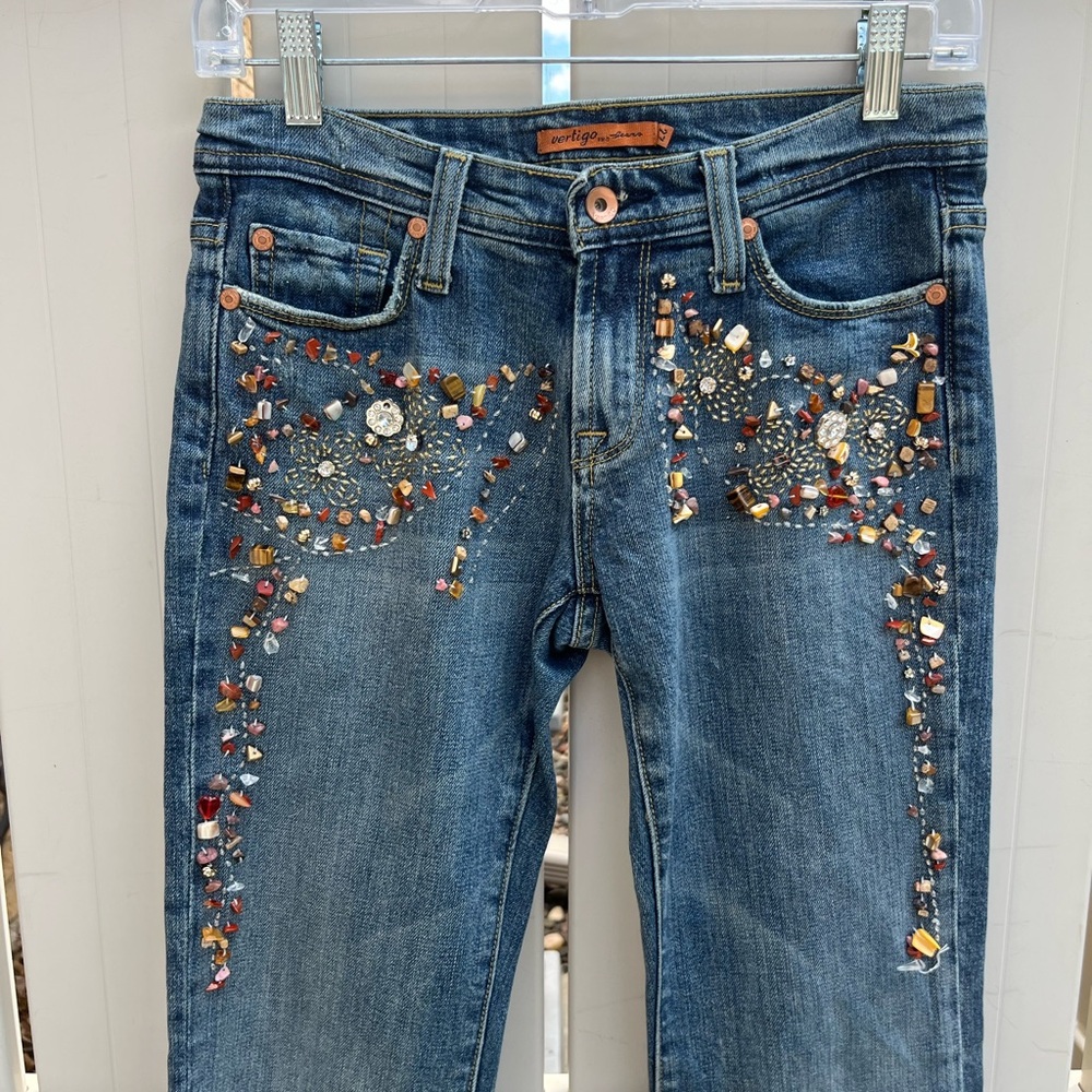 7 For All Mankind Style Embellished Blue Jeans